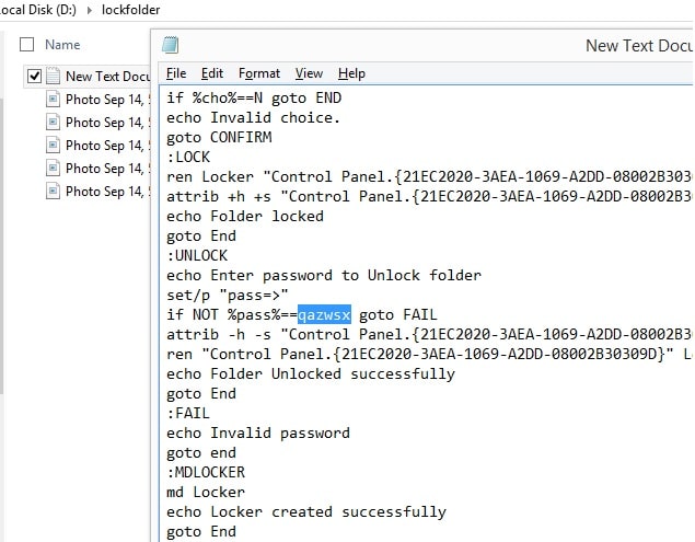 Set password for lock folder in windows 10