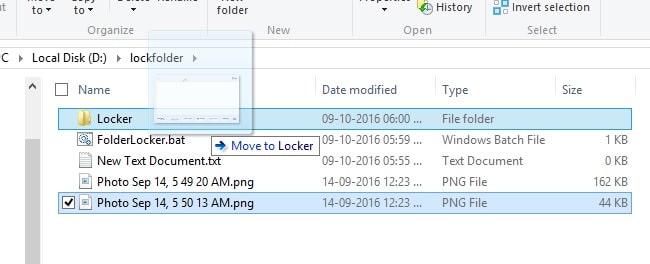 Move documents Files and Folder in locker folder on windows 10