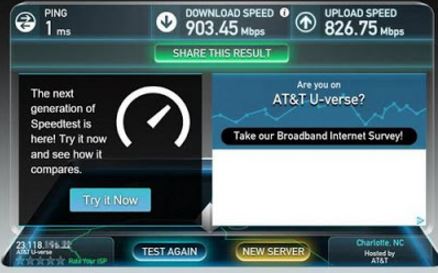 2 Reliance Gigafiber speed test example at home