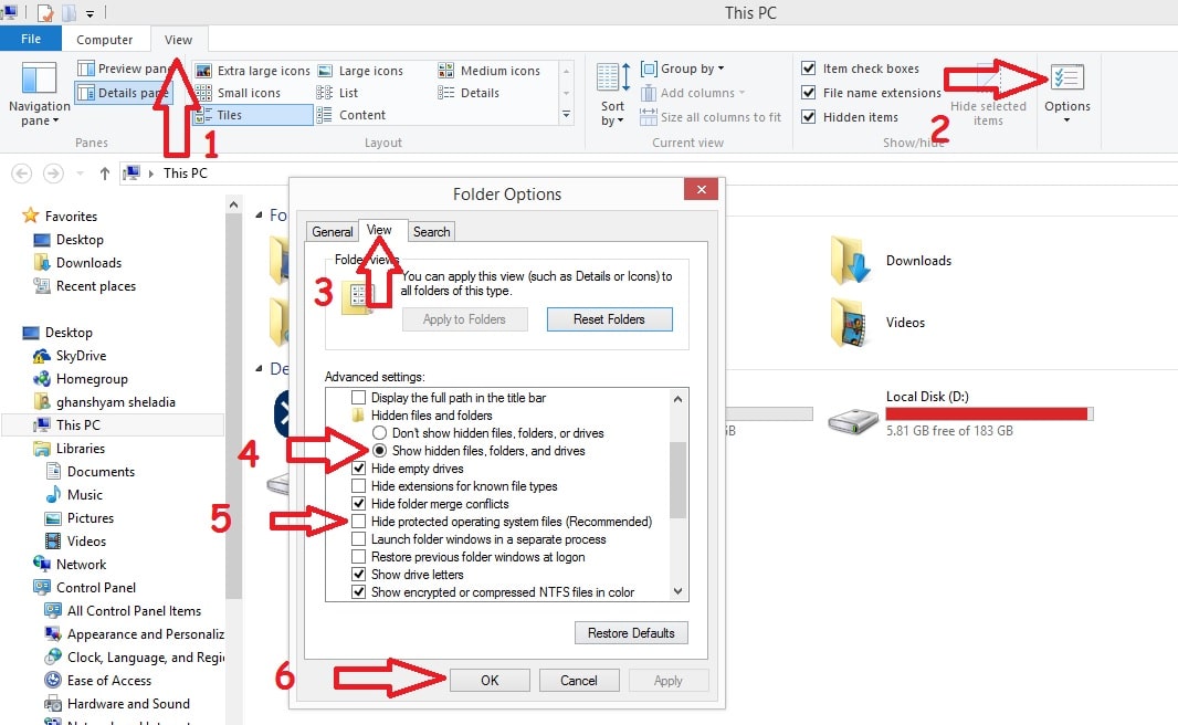 Hide or unhide hidden folder on windows 10 or Windows 8