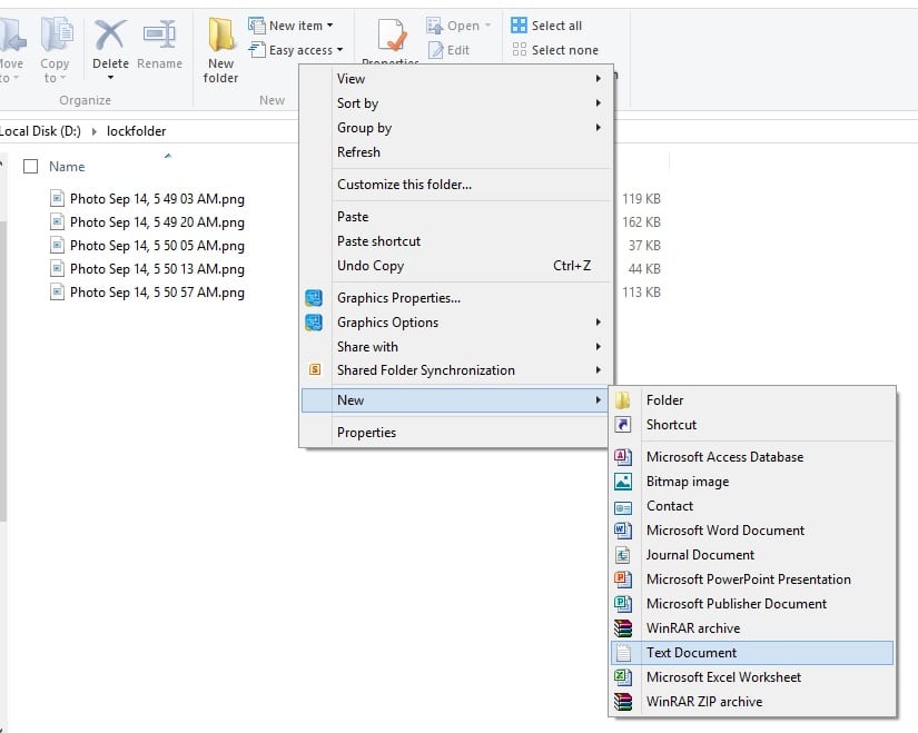 lock folder text file on windows 10