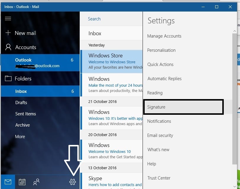 How to Change or Add Email Signature in windows 10 Mail app