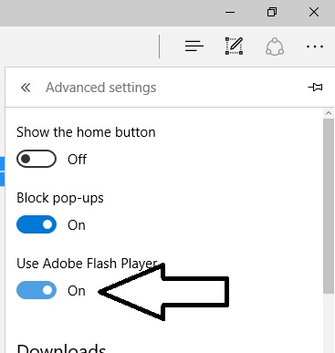 2 Enable Adobe Flash Player settings on Windows 10
